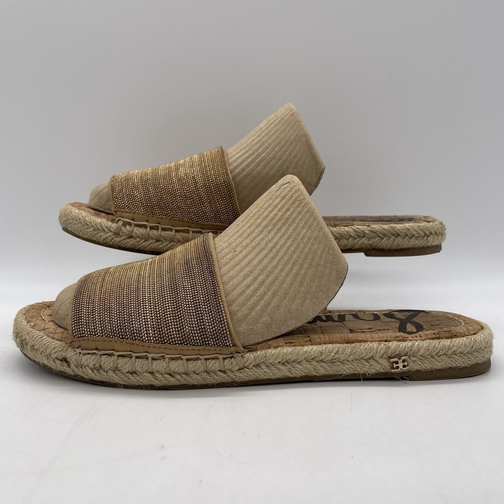 Sam Edelman Womens 8.5 Shoes Aluna Espadrille Sandals Slide Metallic Copper Cork